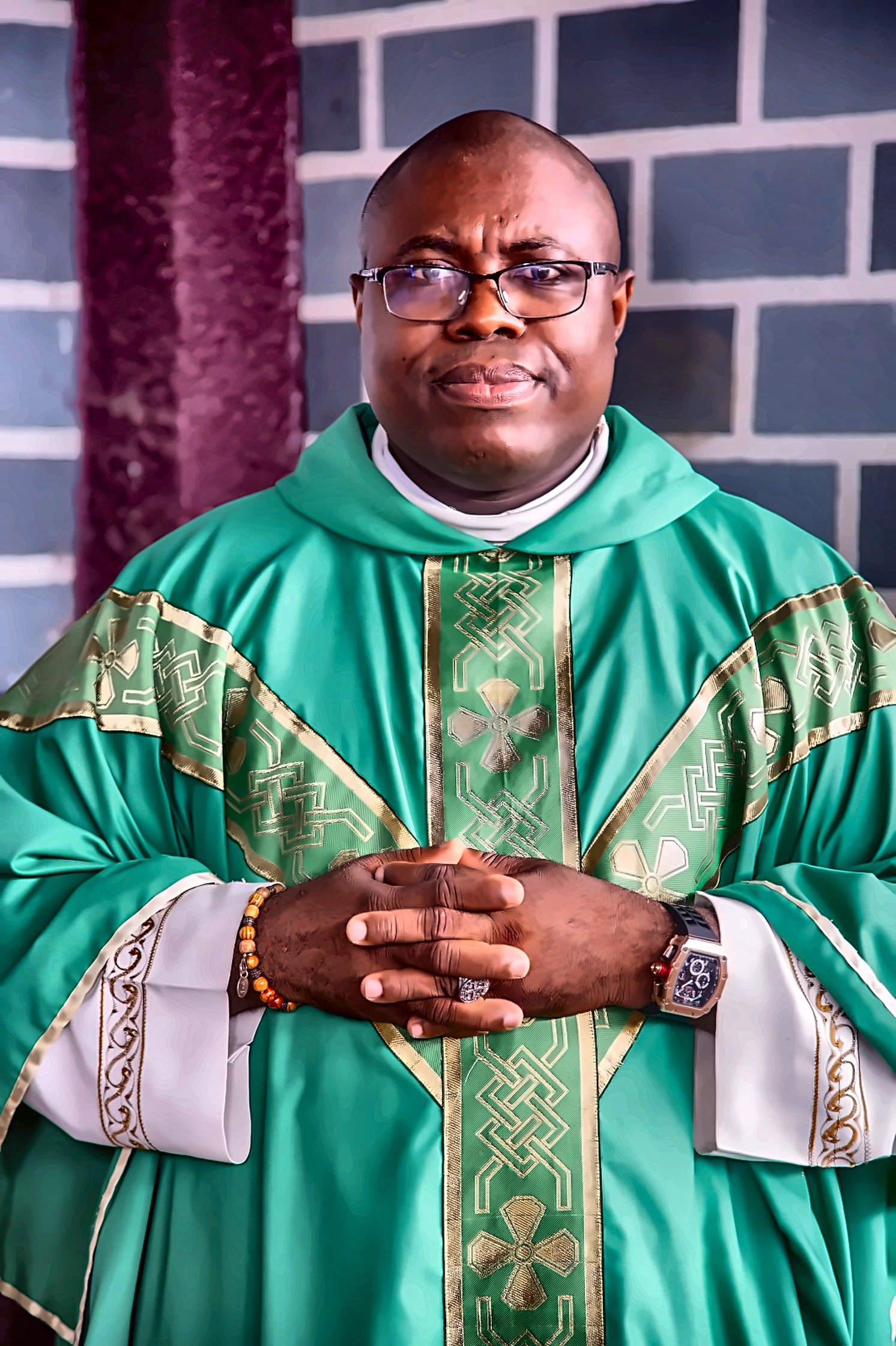 Fr. Mark Ameh, the new Parish Priest, at the reception