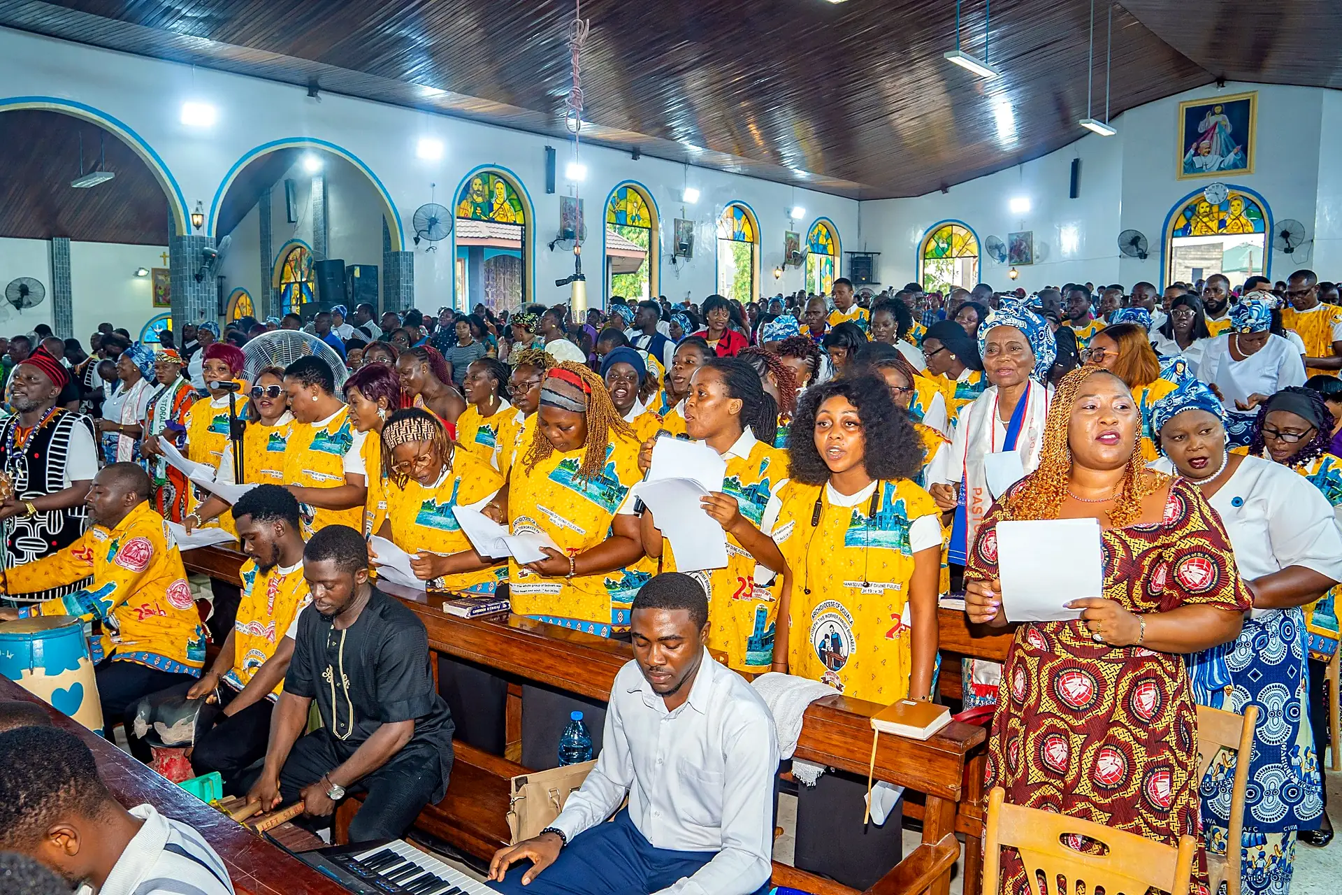 Fr. Mark Ameh Installed as Parish Priest of St. Joseph the Worker, Bonaberi The whole choir in full voice