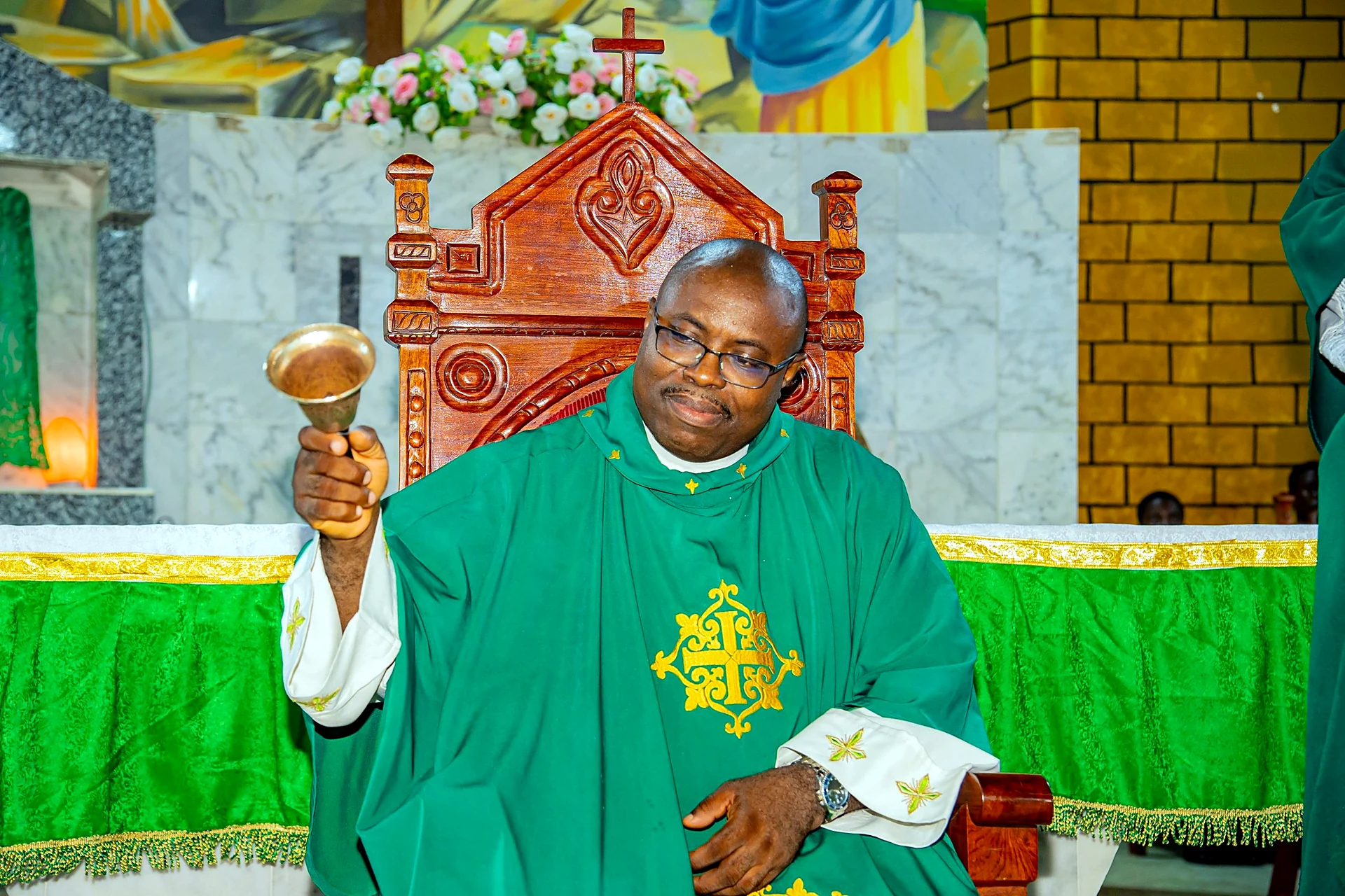Fr. Mark Ameh Installed as Parish Priest of St. Joseph the Worker, Bonaberi The bell is rung three times